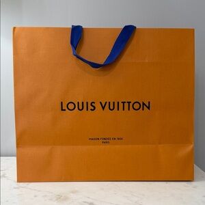 Louis Vuitton Vibrant Orange with Blue Handles Shopping Bag